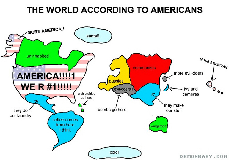 美国人心中的世界地图第二发图片