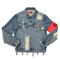 Tyga Wears 424 Denim Jacket, Amiri Jeans and Yeezy Boost Sneakers ...